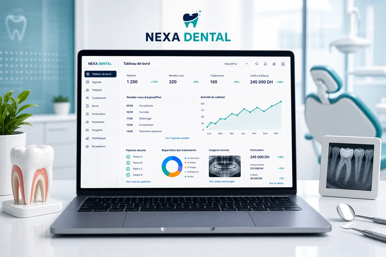 Logiciel Nexa Dental pour la gestion d'un cabinet dentaire